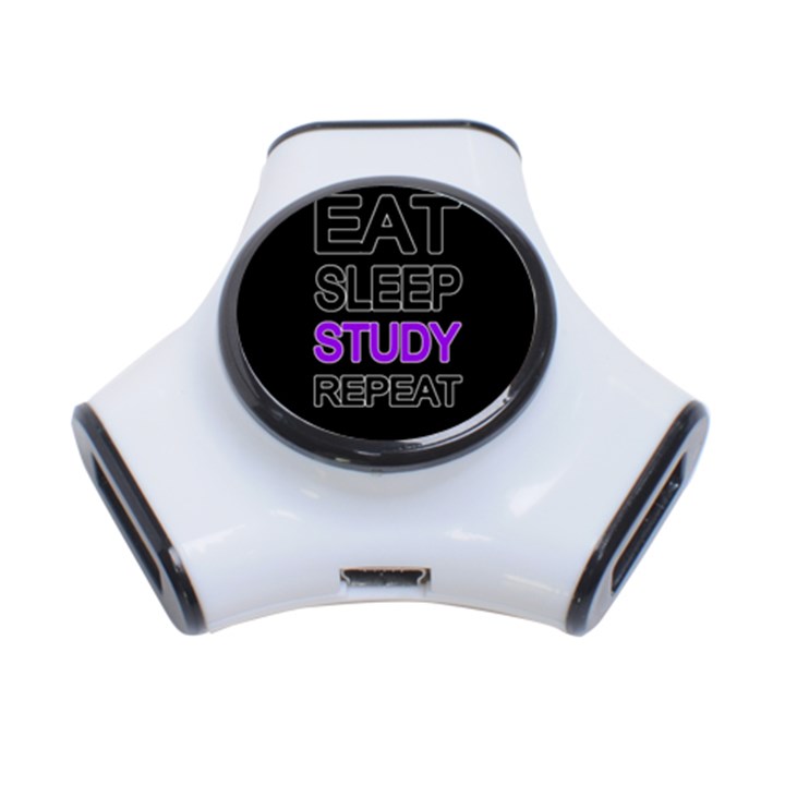 Eat sleep study repeat 3-Port USB Hub