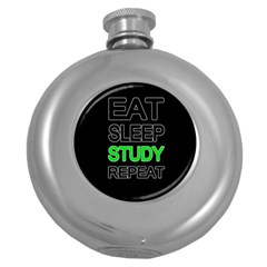 Eat Sleep Study Repeat Round Hip Flask (5 Oz) by Valentinaart