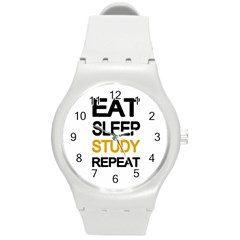 Eat Sleep Study Repeat Round Plastic Sport Watch (m) by Valentinaart