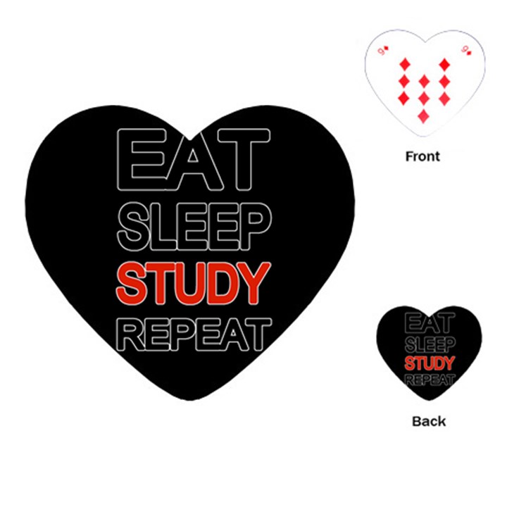 Eat sleep study repeat Playing Cards (Heart) 