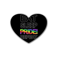 Eat Sleep Pride Repeat Rubber Coaster (heart)  by Valentinaart