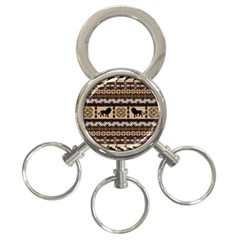 Lion African Vector Pattern 3-Ring Key Chains