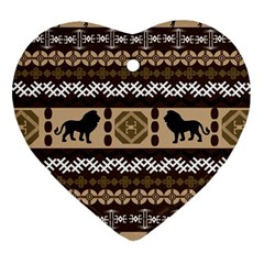 Lion African Vector Pattern Heart Ornament (Two Sides)
