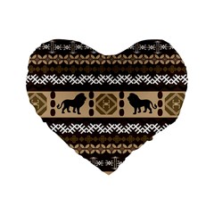 Lion African Vector Pattern Standard 16  Premium Heart Shape Cushions