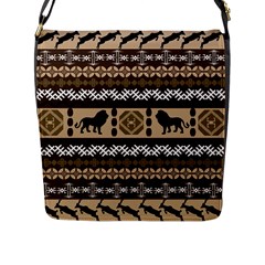 Lion African Vector Pattern Flap Messenger Bag (L) 