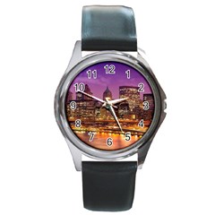 City Night Round Metal Watch