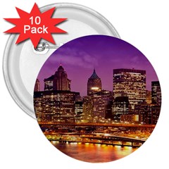 City Night 3  Buttons (10 pack) 