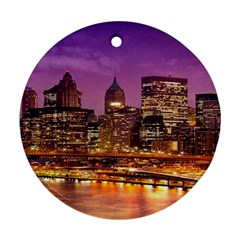 City Night Round Ornament (Two Sides)