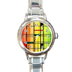 Line Rainbow Grid Abstract Round Italian Charm Watch