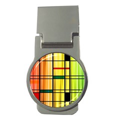 Line Rainbow Grid Abstract Money Clips (Round) 