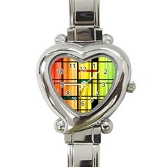 Line Rainbow Grid Abstract Heart Italian Charm Watch