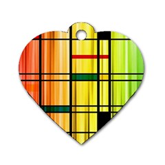 Line Rainbow Grid Abstract Dog Tag Heart (One Side)