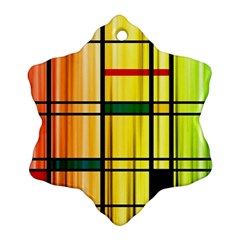 Line Rainbow Grid Abstract Snowflake Ornament (Two Sides)