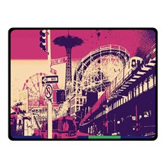 Pink City Retro Vintage Futurism Art Double Sided Fleece Blanket (Small) 