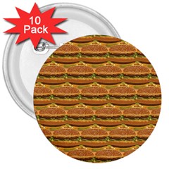 Delicious Burger Pattern 3  Buttons (10 Pack)  by berwies