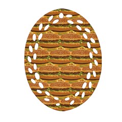 Delicious Burger Pattern Oval Filigree Ornament (two Sides) by berwies