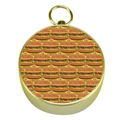 Delicious Burger Pattern Gold Compasses by berwies