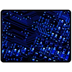 Blue Circuit Technology Image Double Sided Fleece Blanket (Large) 