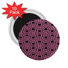 Triangle Knot Pink And Black Fabric 2.25  Magnets (10 pack) 