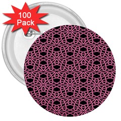 Triangle Knot Pink And Black Fabric 3  Buttons (100 pack) 