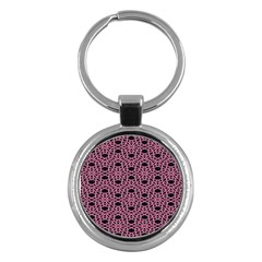 Triangle Knot Pink And Black Fabric Key Chains (Round) 