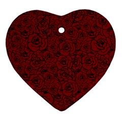 Red Roses Field Heart Ornament (two Sides) by designworld65