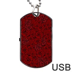Red Roses Field Dog Tag Usb Flash (one Side) by designworld65