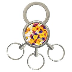 Colorful Flowers Pattern 3-Ring Key Chains