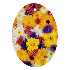 Colorful Flowers Pattern Oval Ornament (Two Sides)