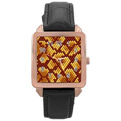 Snake Skin Pattern Vector Rose Gold Leather Watch 