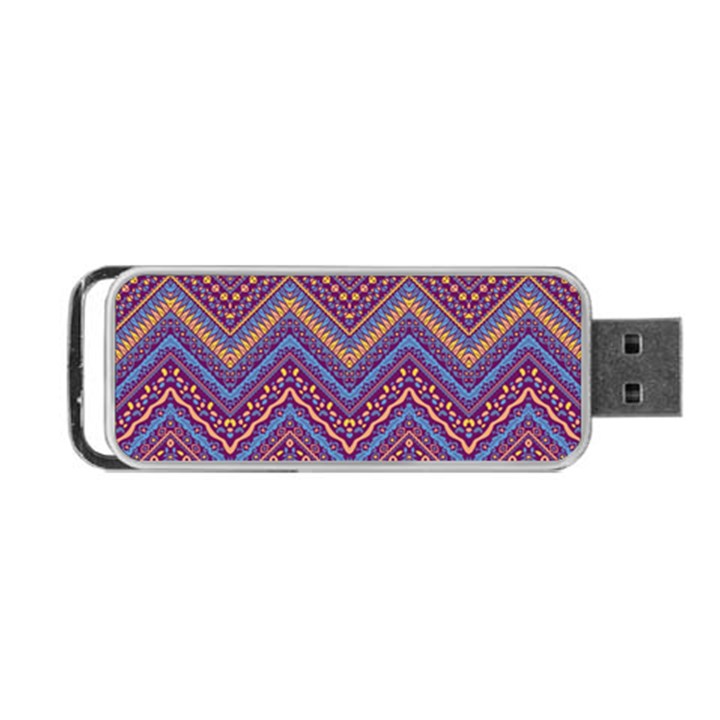 Colorful Ethnic Background With Zig Zag Pattern Design Portable USB Flash (One Side)