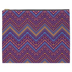 Colorful Ethnic Background With Zig Zag Pattern Design Cosmetic Bag (xxxl)  by TastefulDesigns