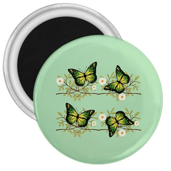 Four green butterflies 3  Magnets