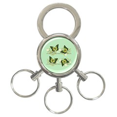 Four Green Butterflies 3-ring Key Chains by linceazul