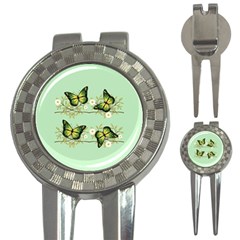 Four Green Butterflies 3-in-1 Golf Divots by linceazul