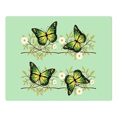 Four Green Butterflies Double Sided Flano Blanket (large)  by linceazul