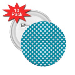 Sleeping Kitties Polka Dots Teal 2 25  Buttons (10 Pack) 