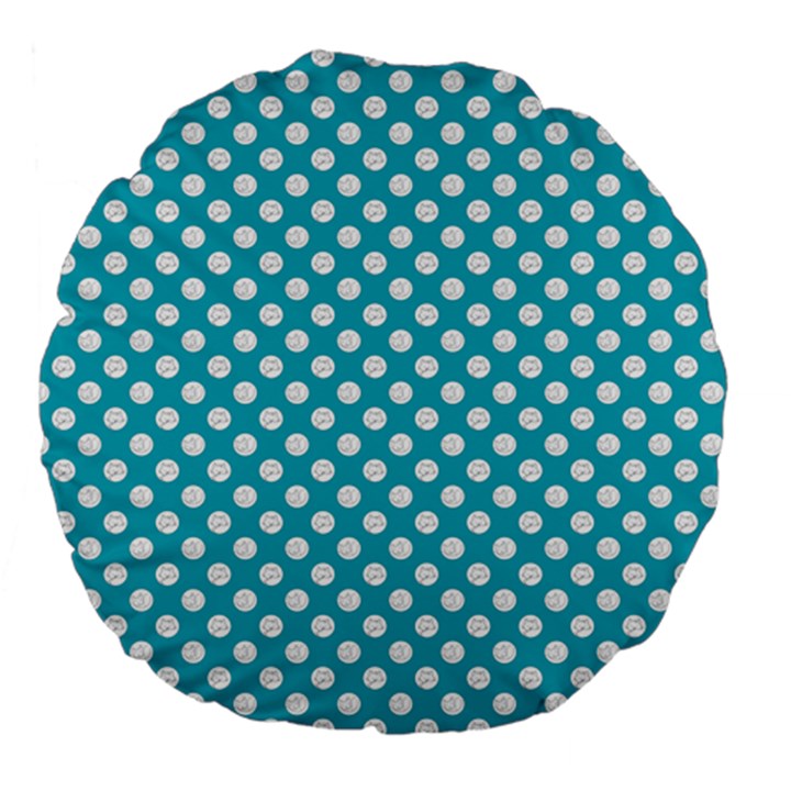 Sleeping Kitties Polka Dots Teal Large 18  Premium Flano Round Cushions