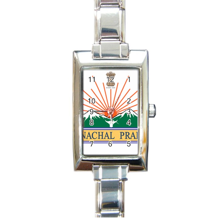 Indian State of Arunachal Pradesh Seal Rectangle Italian Charm Watch
