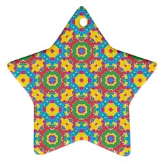 Geometric Multicolored Print Star Ornament (two Sides) by dflcprints