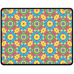 Geometric Multicolored Print Fleece Blanket (medium)  by dflcprints