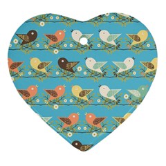 Assorted Birds Pattern Ornament (heart) by linceazul