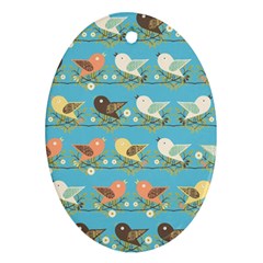 Assorted Birds Pattern Oval Ornament (two Sides) by linceazul