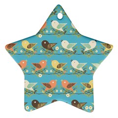 Assorted Birds Pattern Star Ornament (two Sides) by linceazul