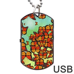 Monarch Butterflies Dog Tag Usb Flash (one Side) by linceazul