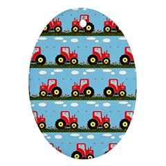 Toy Tractor Pattern Oval Ornament (two Sides)