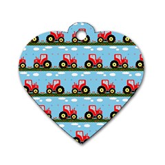 Toy Tractor Pattern Dog Tag Heart (one Side)