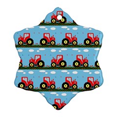 Toy Tractor Pattern Snowflake Ornament (two Sides)