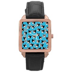 Cat Pattern Rose Gold Leather Watch  by Valentinaart