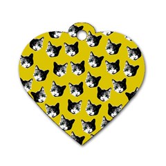 Cat Pattern Dog Tag Heart (two Sides) by Valentinaart